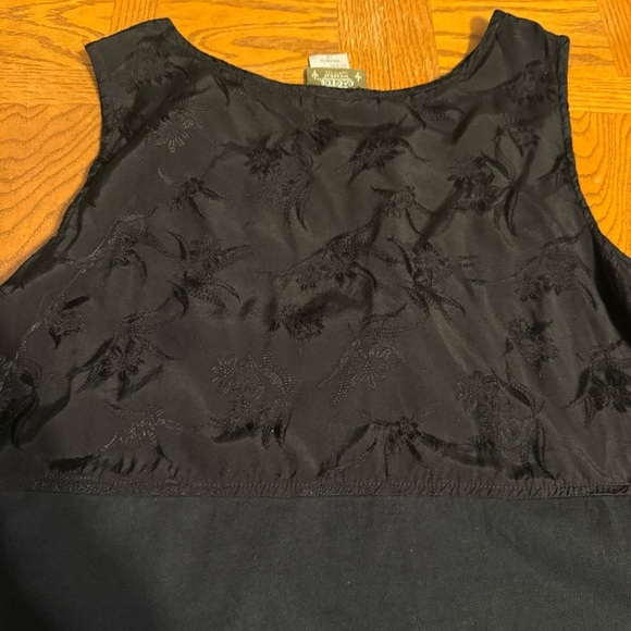 Vintage Blue Cactus Maxi Dress in Black 1X Sleeveless Boho Artwear Double Slit - Picture 16 of 16